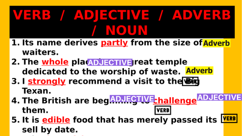 Word classes: fun interactive starter - GCSE English Language