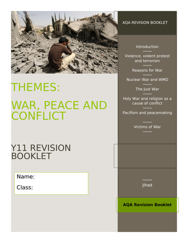GCSE AQA RE Religion, Peace and Conflict Revision and Activity Booklet
