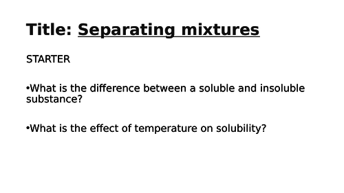 KS3 Chemistry: Separating mixtures