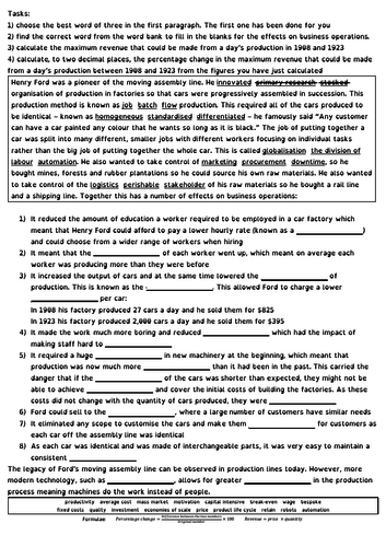 Edexcel GCSE (9-1) Business 2.3 Making operational decisions word fill activity