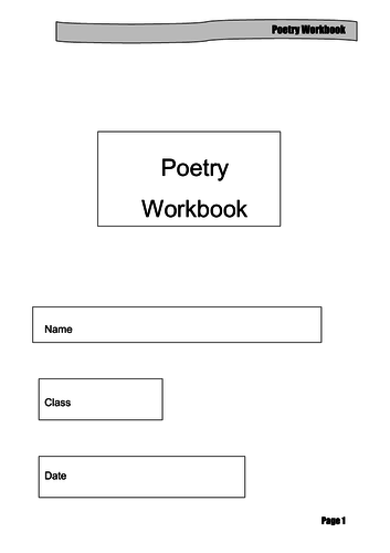 Poetry Workbook 14 pages suitable for KS2 Year 5 & 6 or SEN