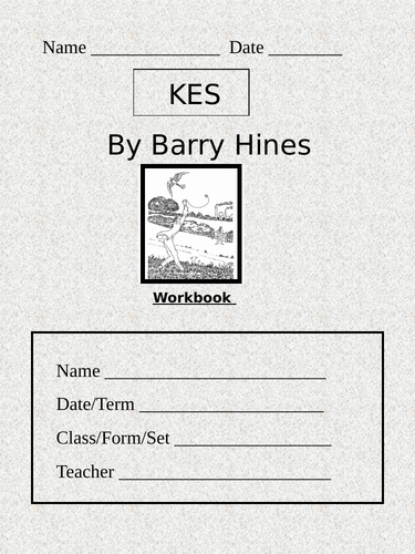 18 Page Workbook for the study of Kes (A Kestrel for a Knave) by Barry Hines KS3 or KS4 SEN