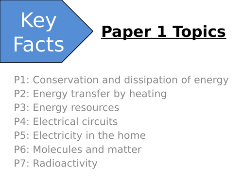 New AQA Paper 1 Key facts Physics