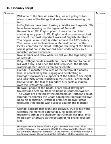 Assembly on sound, maths (angles) and Beowulf legend