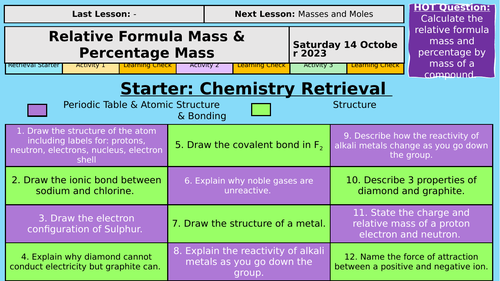 New Gcse Aqa Relative Formula Mass Teaching Resources 8906