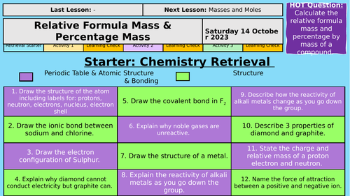 Relative Formula Mass & Percentage by Mass- AQA GCSE