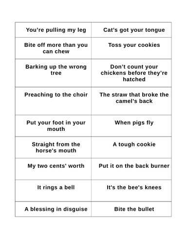 Idiomatic language activities