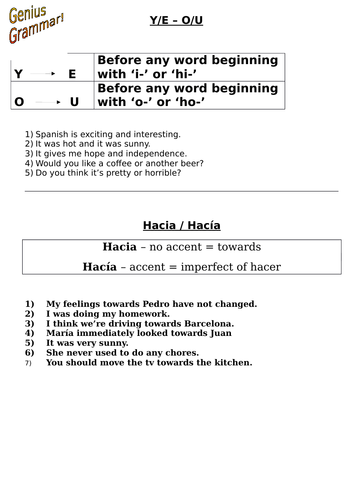 y/e and o/u plus hacia