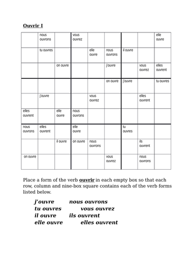 ouvrir-french-verb-present-tense-sudoku-by-jer520-teaching-resources