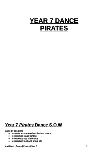 KS3 Dance Pirates Scheme of Work