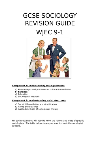 WJEC GCSE Sociology 9-1 Families revision guide