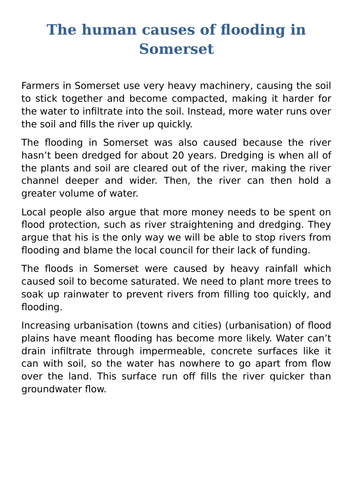 Flooding in Somerset case study lesson