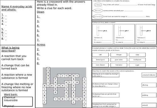 Acids and Alkali's Revision Mat