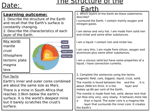 Earth and Space Worksheets