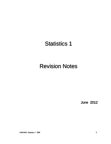 Maths A-Level: S1 Revision Notes
