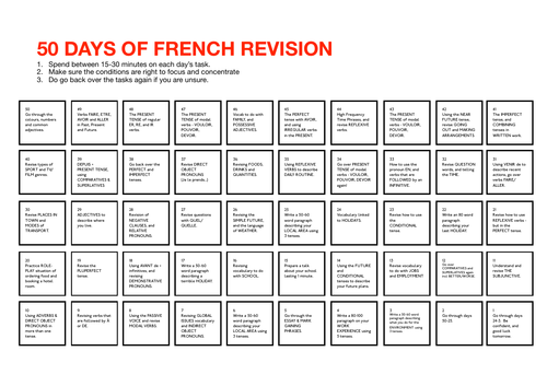 50 Days of French Revision Plan