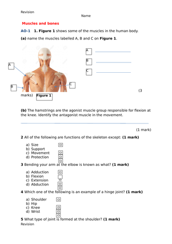 AQA 2018 GCSE PE Workbook of exam questions paper 1.