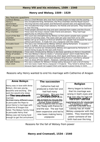 Revision:  Henry and his ministers