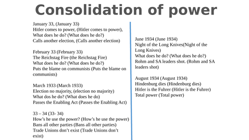 Revision: Hitler's consolidation of power - a chant