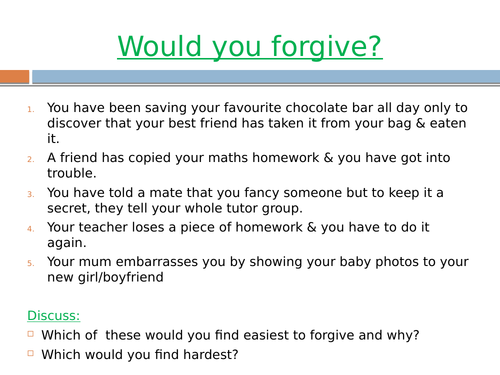 Forgiveness and Reconciliation - AQA GCSE 9-1: Religion, Peace and Conflict