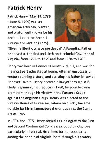 Patrick Henry Handout