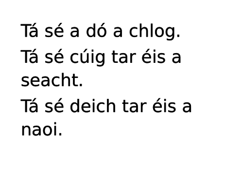 Gaeilge: an t-am, cluiche meaitseail