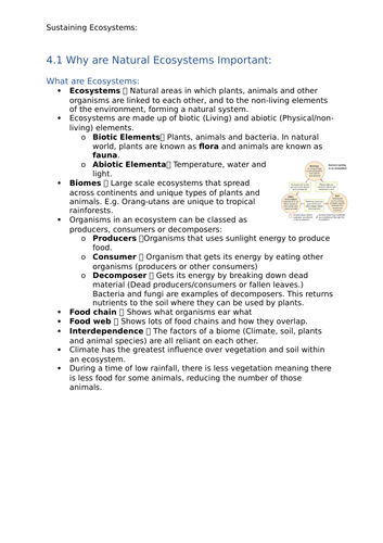 GCSE Geography OCR B - Sustaining Ecosystems Notes: