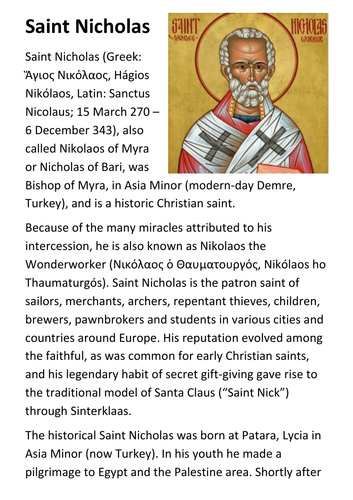 Saint Nicholas Handout