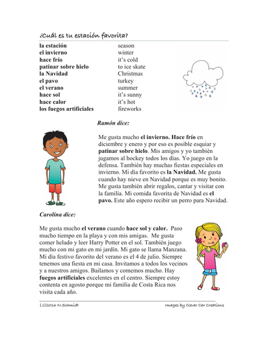 Spanish Weather Reading: ¿Cuál es tu estación favorita? - Lectura con Gustar