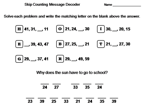 Skip Counting Activity: Math Message Decoder