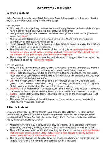 Our Country's Good - Context and Design - Drama A Level