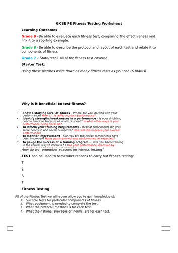 AQA GCSE PE FITNESS TESTING (NEW SPEC 9-1)