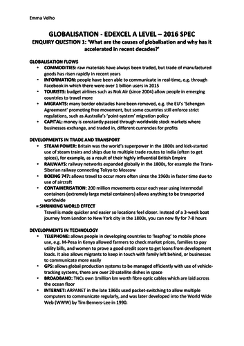 AS/A level Edexcel globalisation notes + quiz
