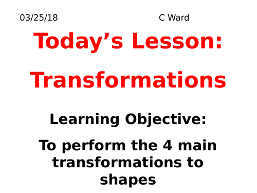 REVISION GCSE FOUNDATION TRANSFORMATIONS