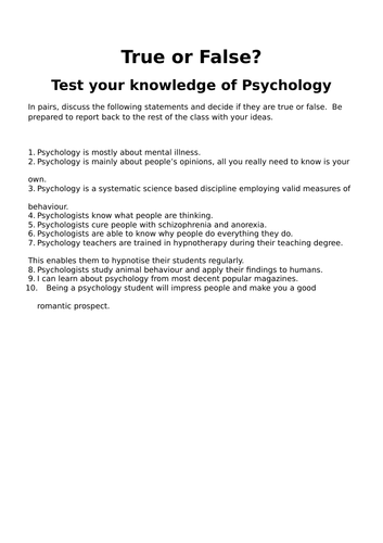 Intro lesson to AQA A Level Psychology
