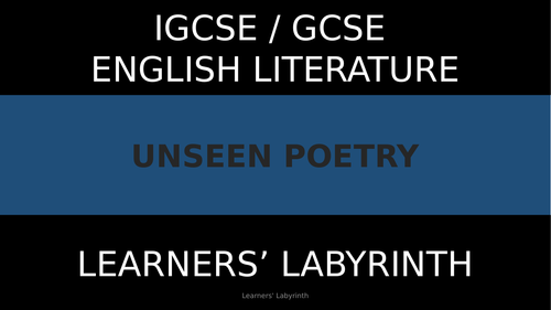 Unseen Poetry- GCSE/ IGCSE