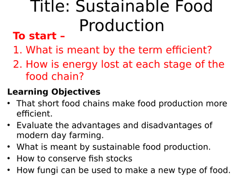 AQA Making food production efficient and sustainable