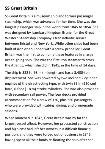 SS Great Britain Handout