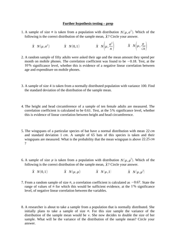 hypothesis testing examples a level