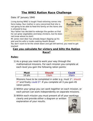 Year 6 maths Rationing Challenge