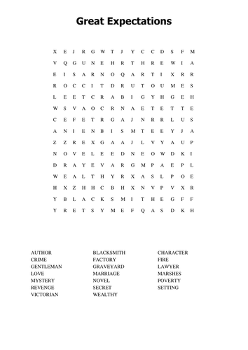 Great Expectations Word Search Teaching Resources