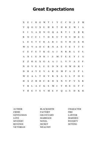 Great Expectations word search
