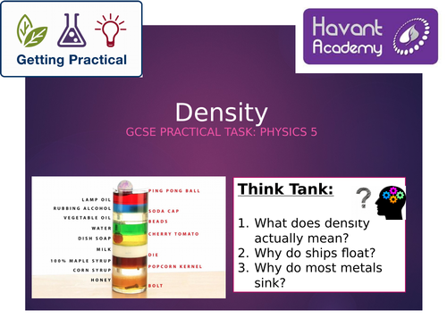 AQA Trilogy Physics compulsory practical - Density | Teaching Resources