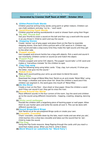 20 creative phonics ideas