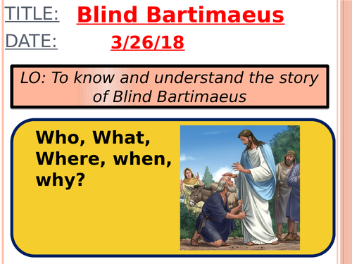 Jesus' miracles: Blind Bartimaeus