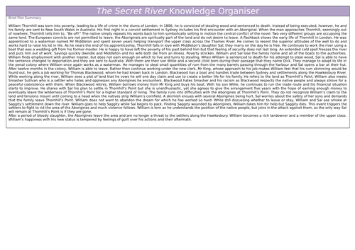 The Secret River Knowledge Organiser