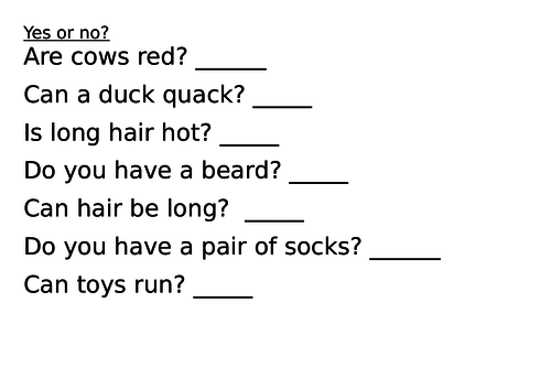 Year R phase 3 yes/no questions - 3 different sheets