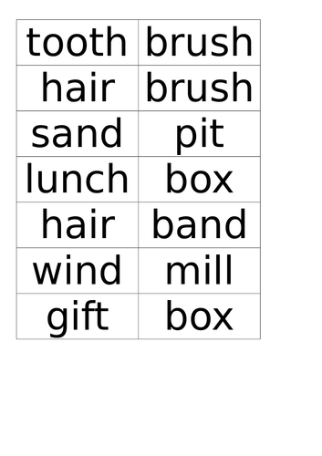 Year R cut and match 2 syllable words