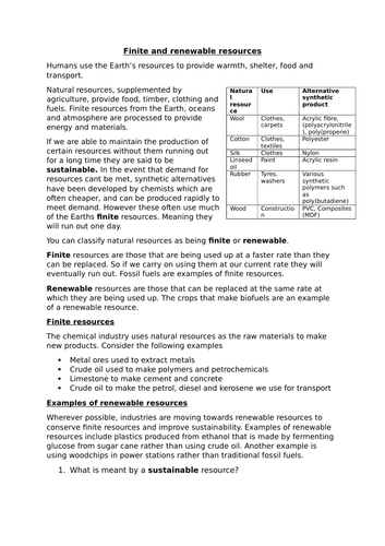 Using the Earths resources and sustainable development