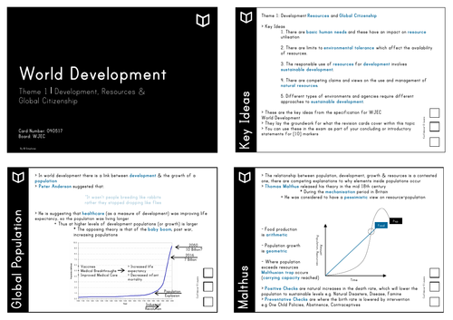 AS World Development I Theme 1 Revision Cards